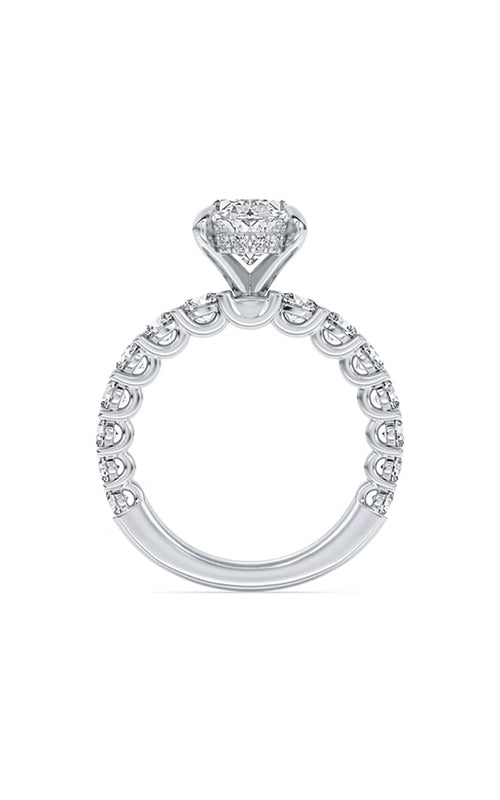 Centurion Hidden Halo Oval 14K White Gold Engagement Ring