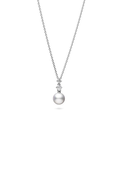 Mikimoto 18k White Gold 6.75mm .10ctw Akoya Pearl Necklace MPQ10181ADXW