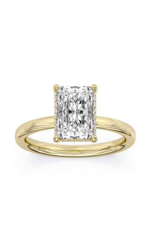 Centurion Hidden Halo Radiant 14K Yellow Gold Engagement Ring