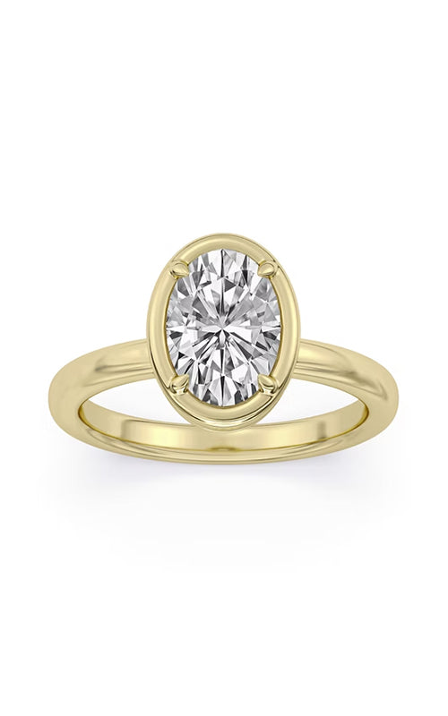 Centurion Hidden Halo Oval 14K Yellow Gold Engagement Ring