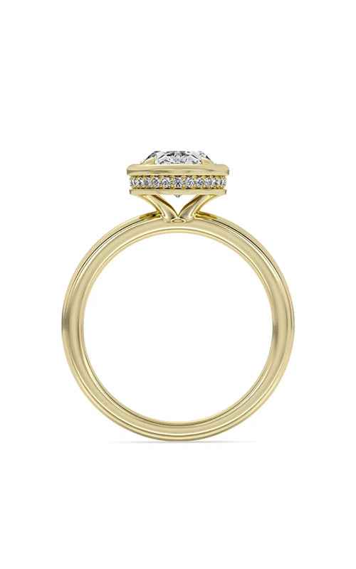 Centurion Hidden Halo Oval 14K Yellow Gold Engagement Ring