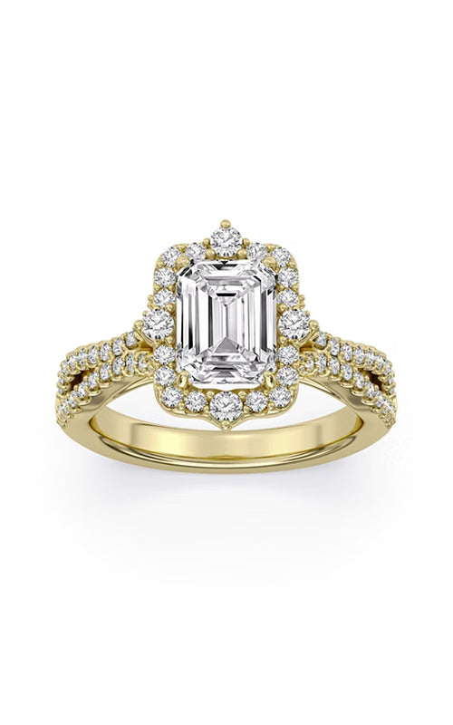 Centurion 14k Yellow Gold 2.07ct F VS1 100 Facets Emerald Cut Center and .70ctw Round Lab Grown Diamond Split Shank Engagement Ring RG052173-EM-H2C-YLG14-7