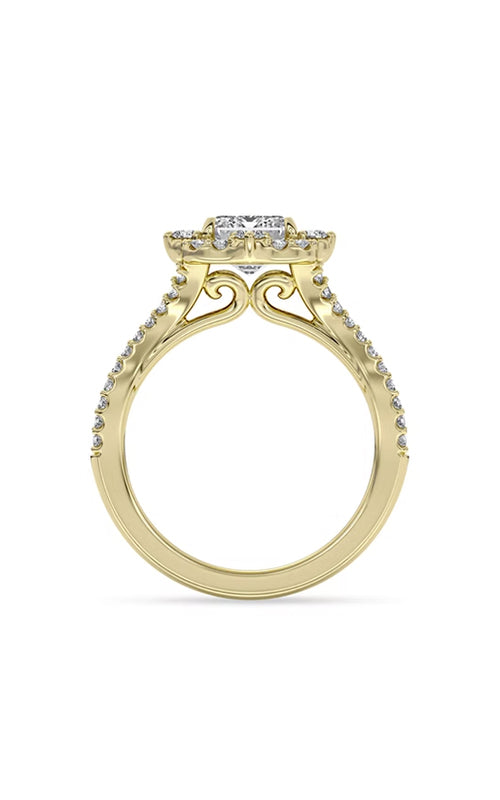 Centurion Sidestone Emerald 14K Yellow Gold Engagement Ring