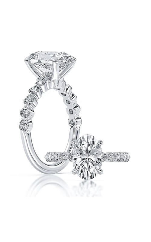 Centurion 14k White Gold 3.02ct E VS1 100 Facets Oval Center and .64ctw Round Lab Grown Diamond Engagement Ring RG055952-OV-H3C-WLG14-7