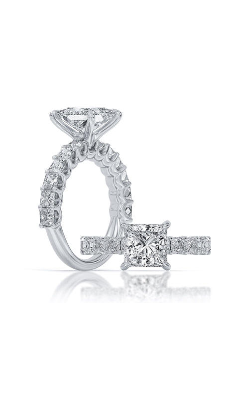 Centurion 14KW 3.56ct F VS1100 Facets Princess Cut Center 1.32ctw Princess Cut Lab Grown Diamond Engagement Ring RG065337-PR-H3.5C-WLG14-7