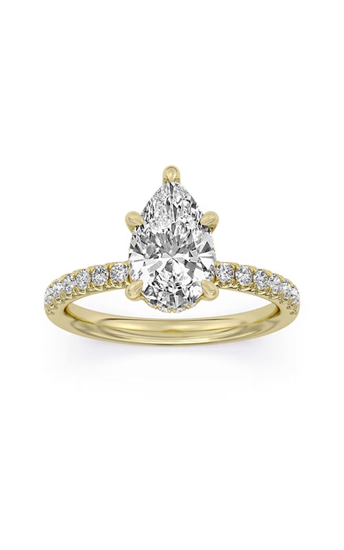 Centurion 14K Yellow Gold 2.09ct E VS1 100 Facets Pear Center and .36ctw Round Lab Grown Diamond Hidden Halo Engagement Ring RG065474-PE-H2C-YLG14-7