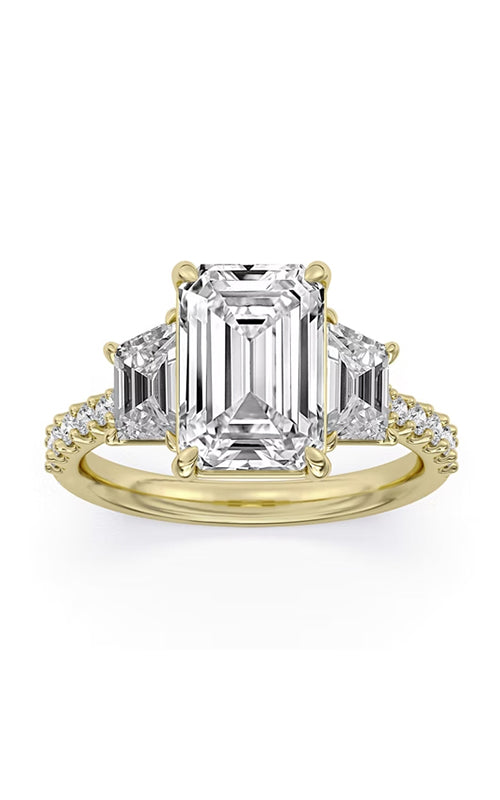 Centurion 14k White Gold 4.00ct F VS2 Emerald 1.67ctw Trapezoid & Round Lab Grown Diamond Engagement Ring RG061628-EM-H4C-YLG14-7