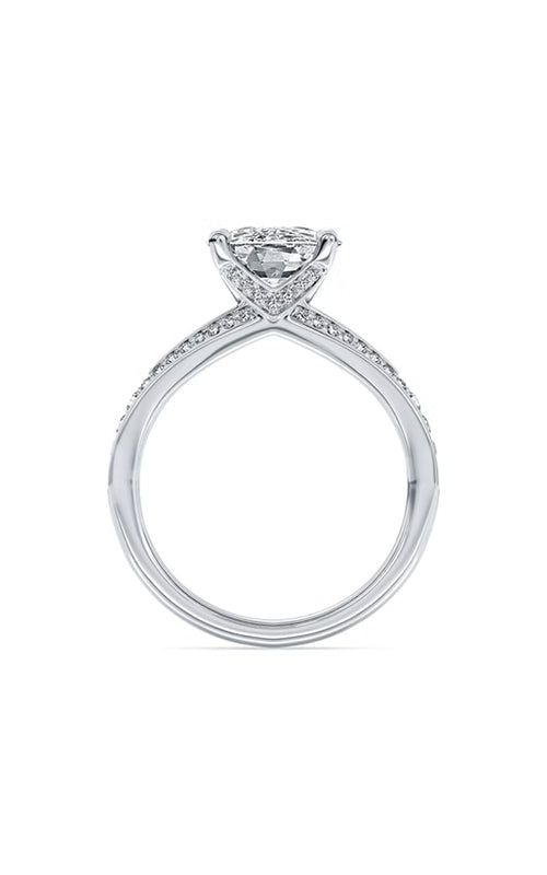 Centurion Sidestone Cushion 14K White Gold Engagement Ring