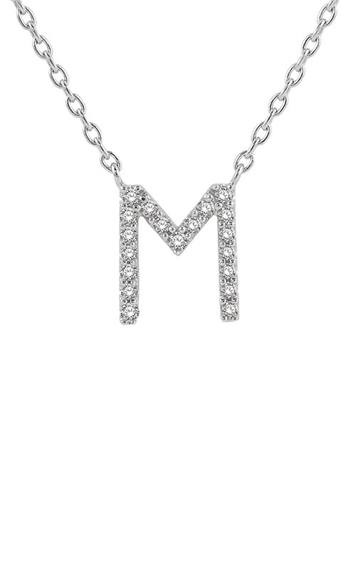 Albert's 10k White Gold .06ctw Diamond M Necklace LJ212599TSPDWG-M