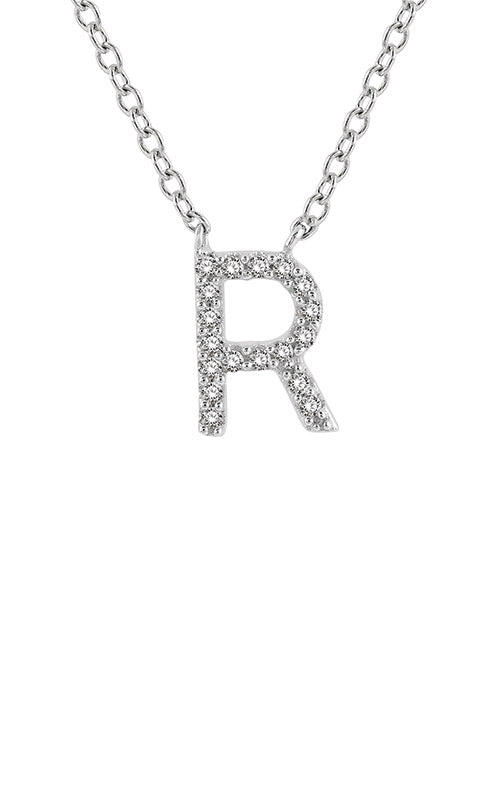 Albert's 10k White Gold .05ctw Diamond R Necklace LJ212599TSPDWG-R