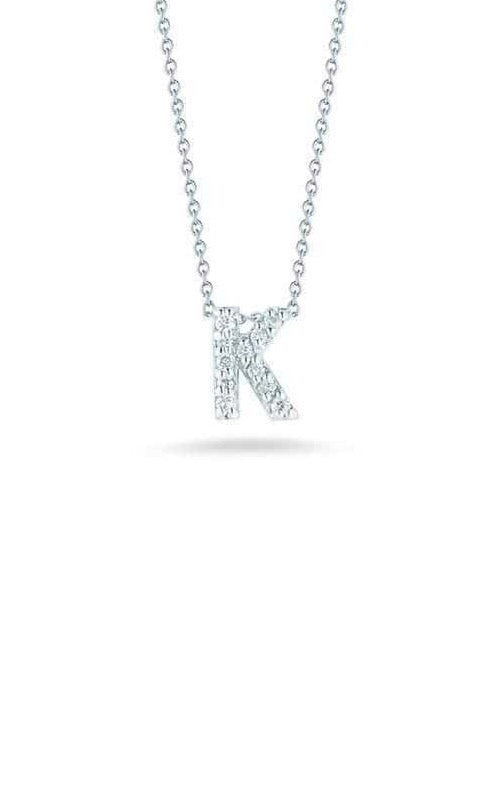 Roberto Coin 18k White Gold .05ctw Love Letter K Necklace 001634AWCHXK