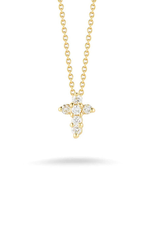 Roberto Coin 18k Yellow Gold .11ctw Diamond Cross Necklace 001883AYCHX0