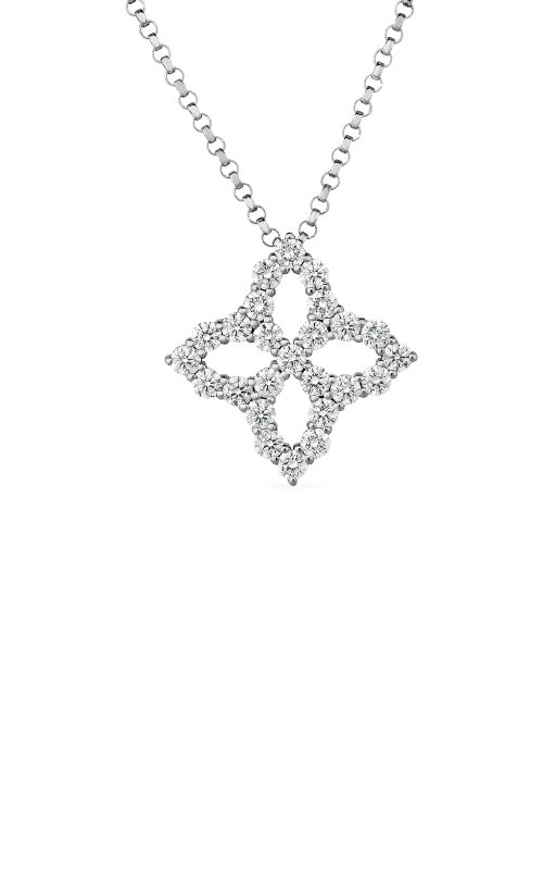 Roberto Coin 18k White Gold .50ctw Princess Flower Necklace 8882349AW18X