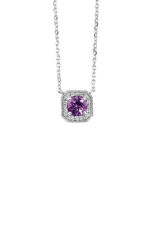 Albert's 10k White Gold .68ctw Amethyst and Diamond Necklace PD10724-1WSCM