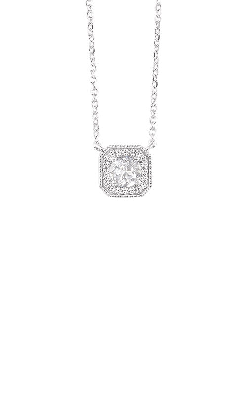 Albert's 10k White Gold .60ct White Topaz and .05ct Diamond Necklace PD10724-1WSCWT