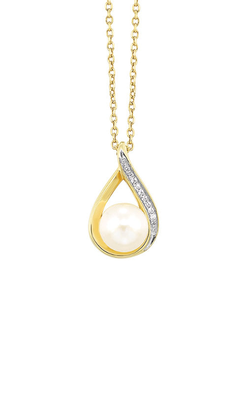 Albert's 14k Yellow Gold 18" .02ctw Pearl Diamond Necklace PD10923-4YSCPL