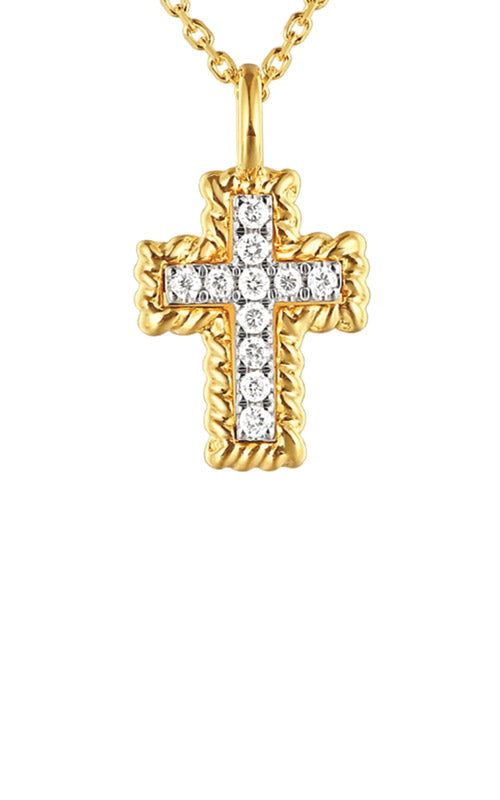 Albert's 14k Yellow Gold 18" .05ctw Diamond Cross Necklace PD10996-4YC
