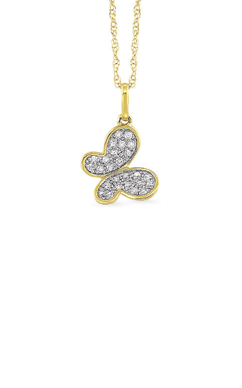 Albert's 10k Yellow Gold .08ctw Diamond Butterfly Necklace PD38922-1YSC