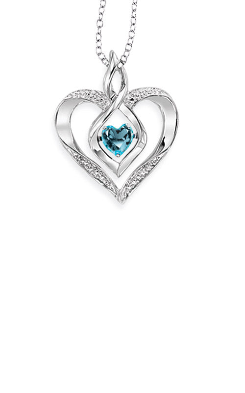 Rhythm of Love Sterling Silver Blue Topaz Heart Pendant ROL1165A