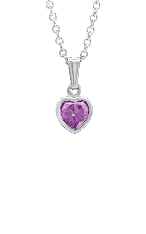 Albert's Kids Sterling Silver February CZ Heart Necklace with 13" Chain P 25202