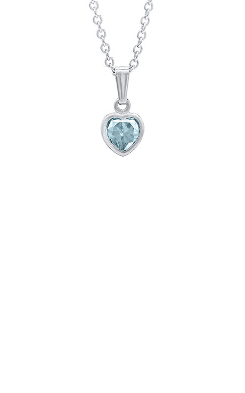 Albert's Kids Sterling Silver March CZ Heart Pendant on 13" Chain P 25203