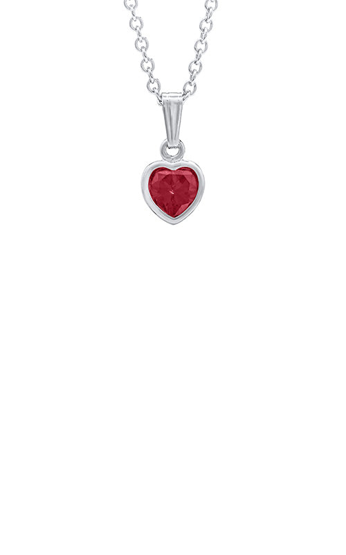 Albert's Kids Sterling Silver July CZ Heart Pendant on 13" Chain P 25207