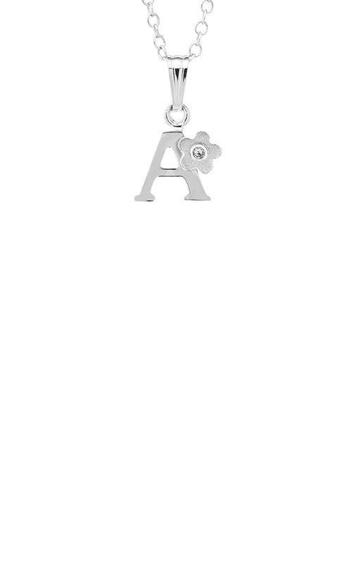 Kids Initial 925 Sterling Silver Diamond Necklace