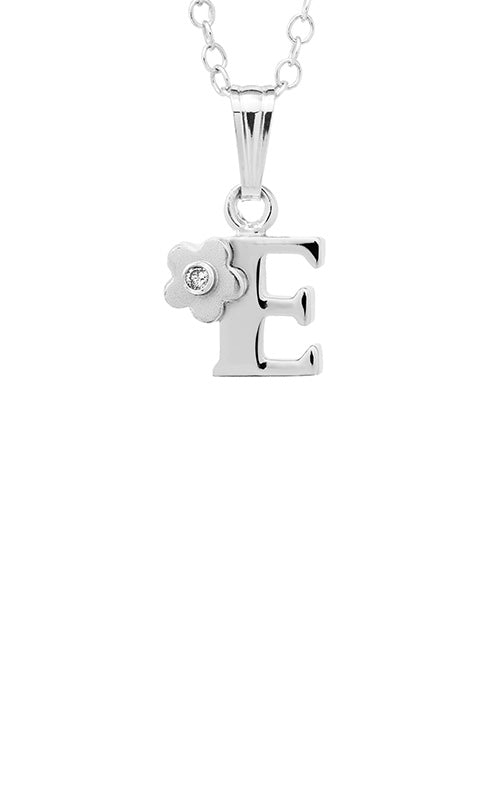 Albert's Kids Sterling Silver Initial E Pendant on 15" Chain P203-E