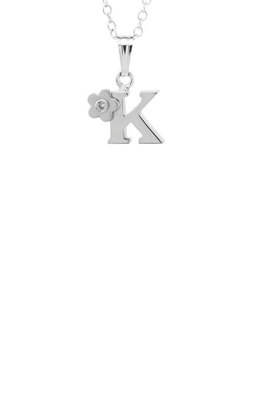 Albert's Kids Sterling Silver Initial K Necklace with 15" Chain P203-K