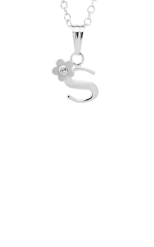 Albert's Kids Sterling Silver Initial S Pendant on 15" Chain P203-S