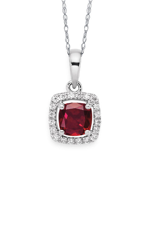 Albert`s 10k White Gold Created Ruby and Diamond Necklace PM8582-CR-0WAS43