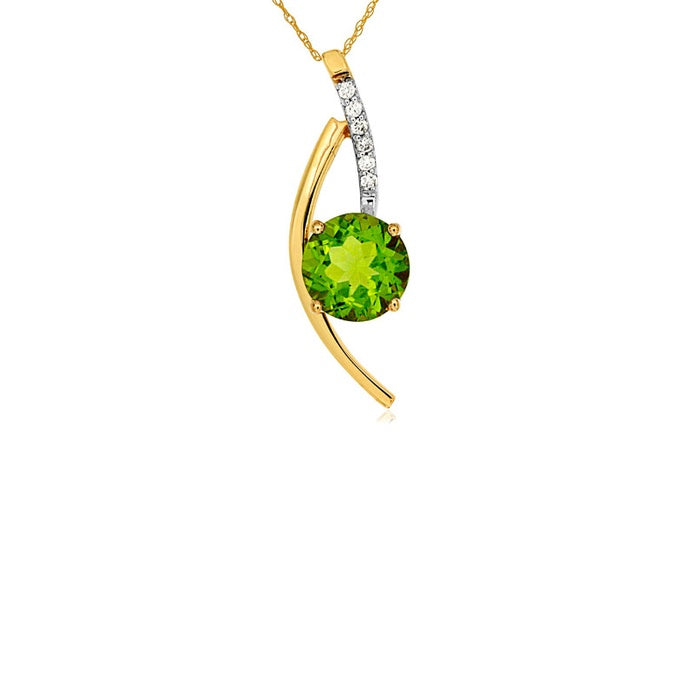 Albert's 14k Yellow Gold 1.50ctw Peridot and .05ct Diamond Necklace C4828X