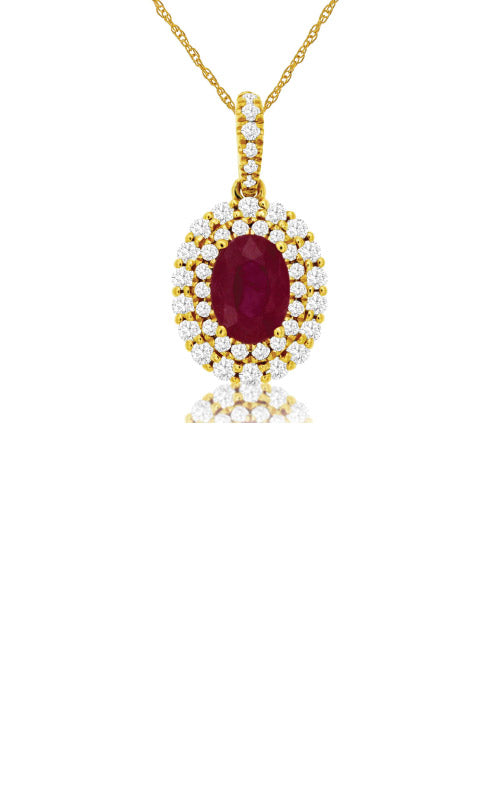 Albert's 14k Yellow Gold .1.29ctw Ruby and Diamond Necklace C8531RB