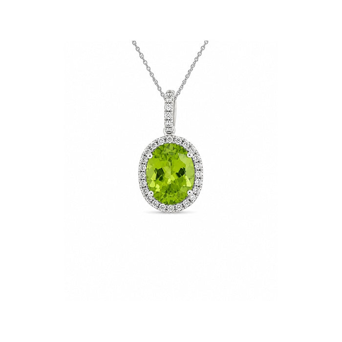 Albert's 14k White Gold 18" 2.40ct Oval Peridot and .18ctw Diamond Necklace WC4523X