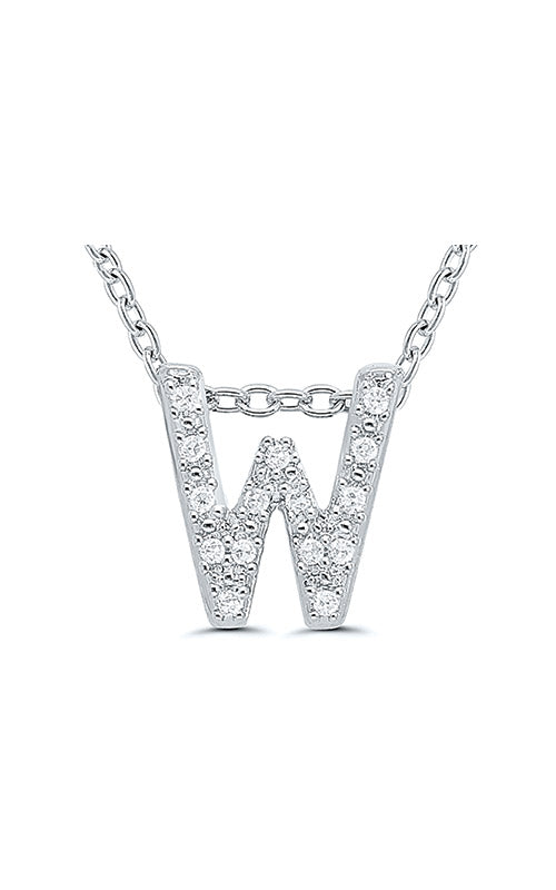 Albert`s Sterling Silver .05ctw W Initial Necklace 244787005-W