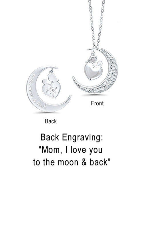 Albert's Sterling Silver Mother and Child Moon and Back Necklace 2470580017W