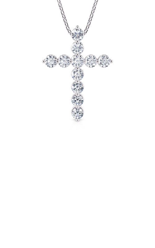 Albert`s 14k White Gold .75ctw Round Diamond Cross Necklace N998-075-14W