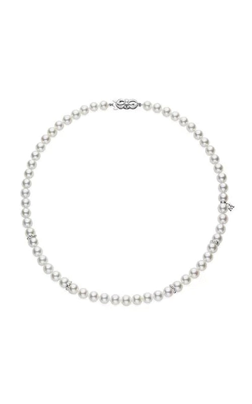 Mikimoto 18k White Gold 18 Inch Akoya A 6.5-7mm .52ctw Diamond Necklace MZP10241ADXWP70