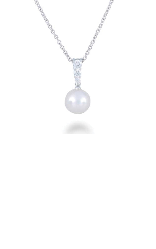 Mikimoto 18k White Gold 18 Inch 9-9.5mm Akoya .24ctw Diamond Necklace PPA404DW90