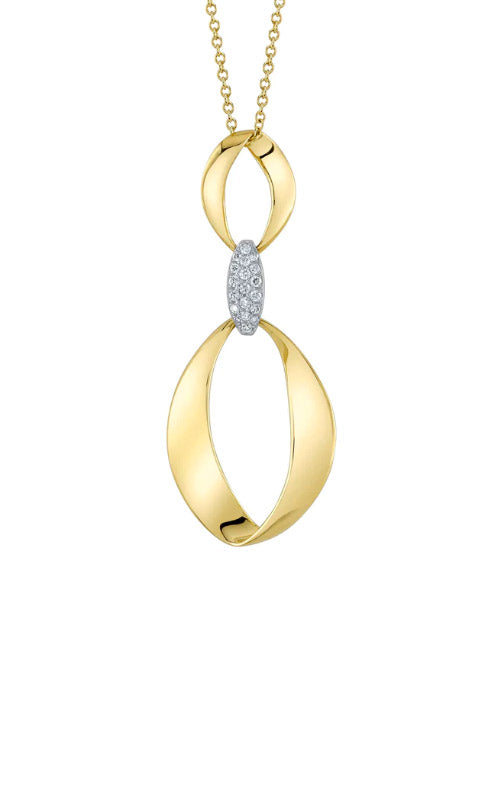 Shy Creation 14k Yellow Gold .10ctw Diamond Mobius Necklace SC22008996