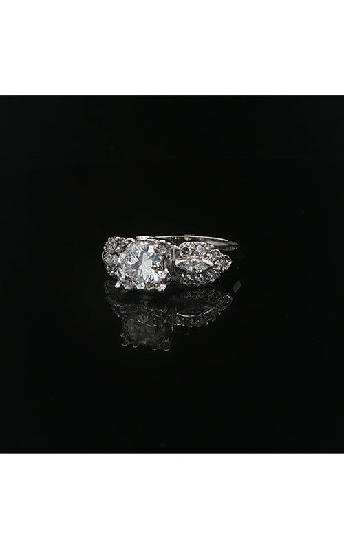 Albert's Estate Platinum 1.01CT Round G VS1 Diamond .10CTW Marquise G VS2 & .28CTW Round Diamonds Engagement Ring EDRIN02995