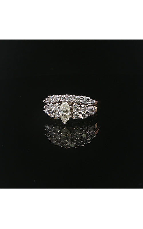 Albert's Estate 14K Yellow and White Gold .59CT Marquise H SI2 1.24CTW Round Diamond .20CTW Baguette Diamond Engagement Ring EDRNG86116