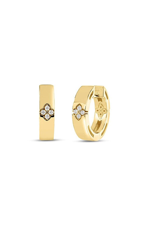 Roberto Coin Love in Verona 18k Yellow Gold .03ctw Round G-H SI Huggie Earrings 7773860AYERX