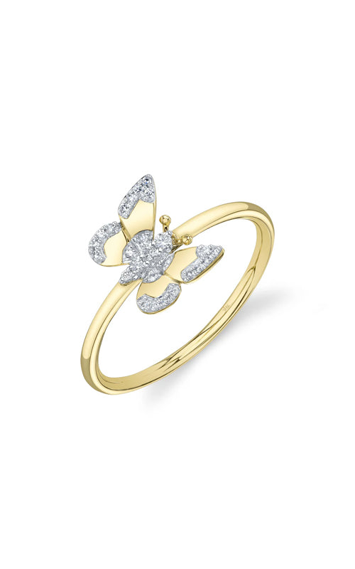 Shy Creation 14k Yellow Gold .09ctw Diamond Butterly Ring SC55028502RD