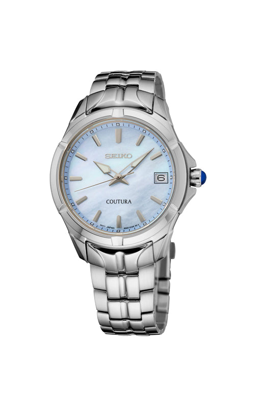 Seiko Coutura Light Blue Mother of Pearl Quartz Watch SUR583