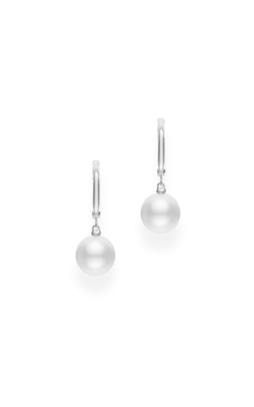 Mikimoto 18k White Gold White South Sea Cultured Pearl A+ 10mm Drop Earrings MEA10183NXXWP100