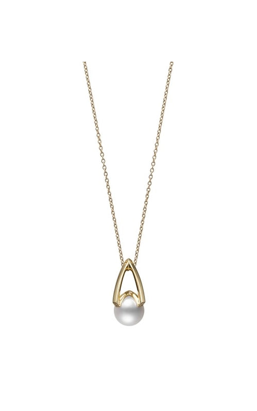 Mikimoto 18k Yellow Gold M Akoya A+ 8.25mm Pearl and .02ctw Round Diamond Necklace with 19" Cable Chain MPA10380ADXK