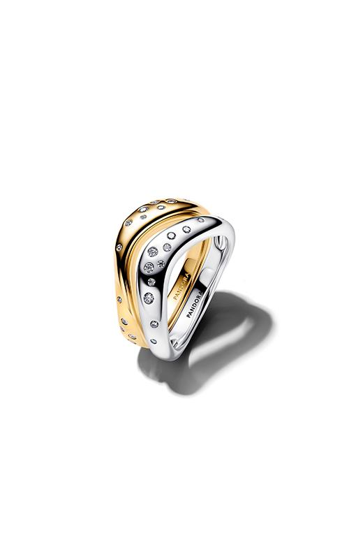 Pandora Organically Shaped Two-Tone Stacking Rings 164674C01-48