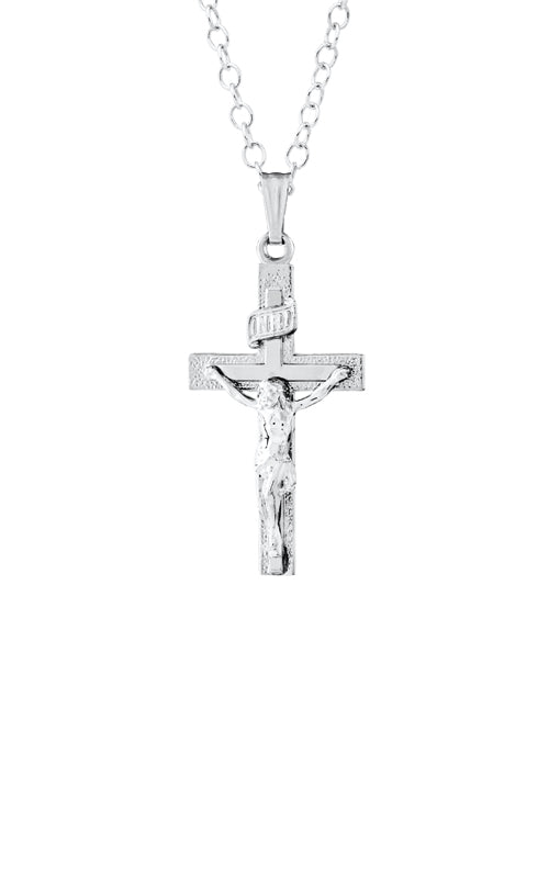 Albert's Kids Sterling Silver 10x17mm Crucifix Cross Necklace with 15" Chain P 610