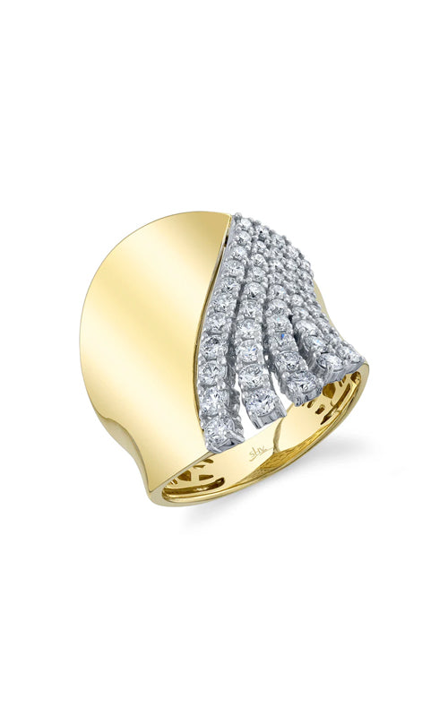 Shy Creation 14k Yellow and White Gold 1.18ctw Diamond Wide Ring SC22009068
